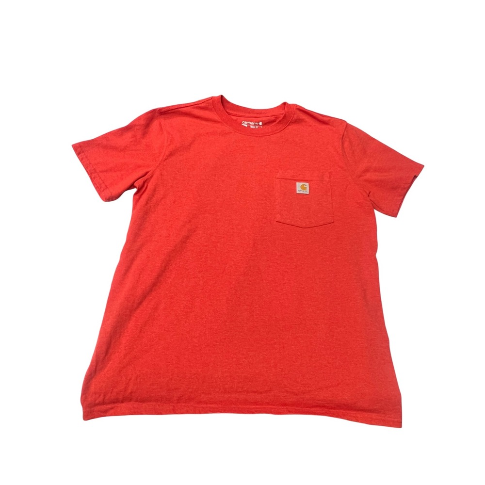 Carhartt Womens Loose Fit Pocket T-Shirt Red Orange Short Sleeve Tee Large 12-14